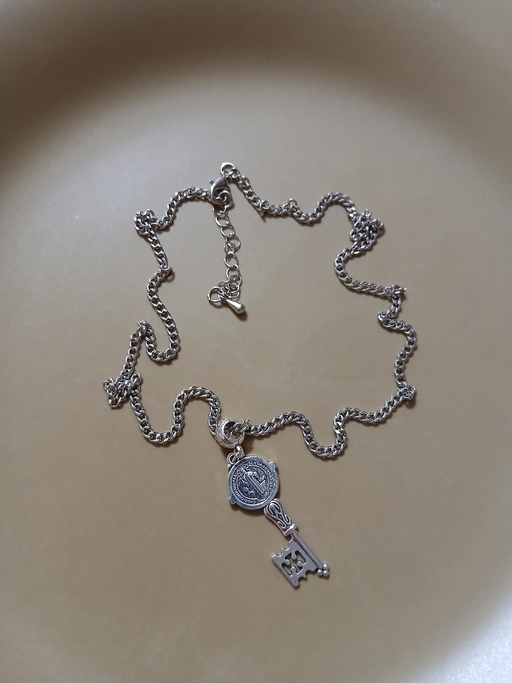 Silver Key St. Benedict Pendant Necklace - Women Jewelry